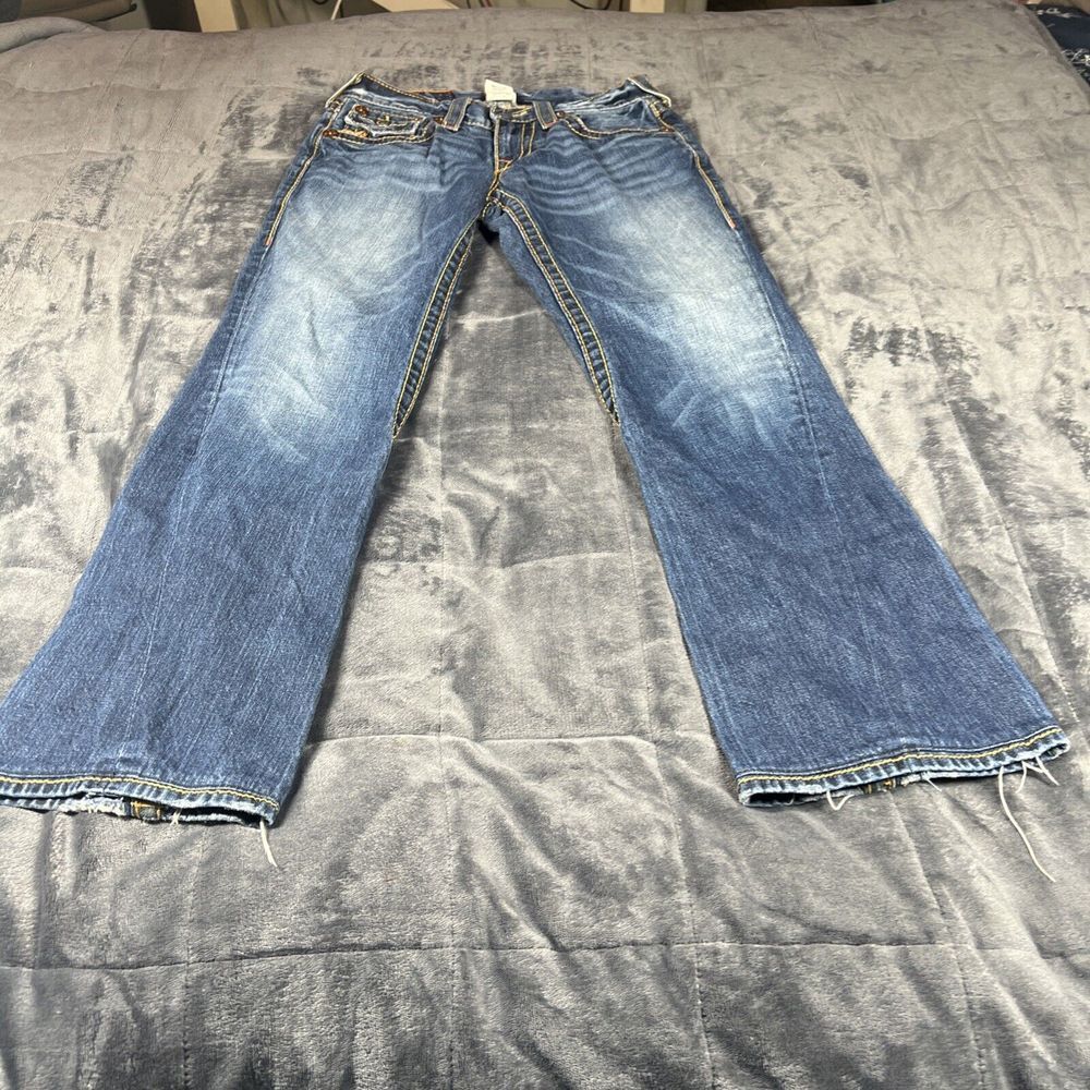 Vintage True Religion Rainbow Joey Flare Jeans Womens 30 Blue Low Rise Y2K USA